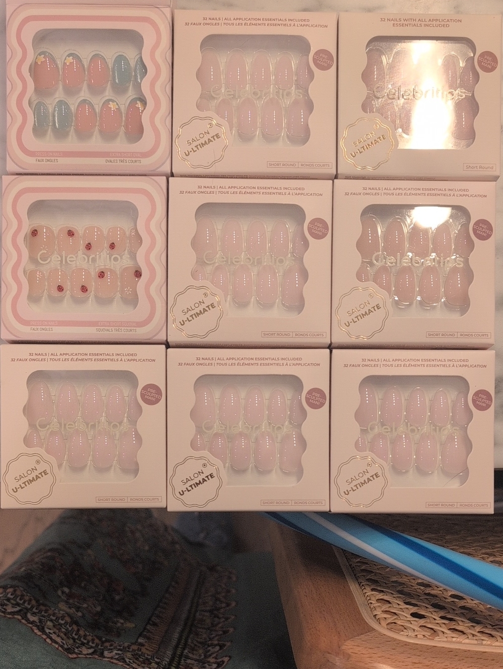 New Lot Of 9 Celebritips Ballerina Petal Maui Petal Gloss Little Friend Press On